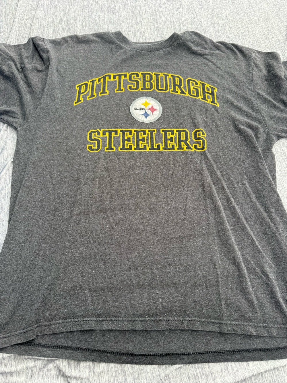 Team Apparel Charcoal Gray Pittsburgh Steelers Graphic Tee with Yellow Accents